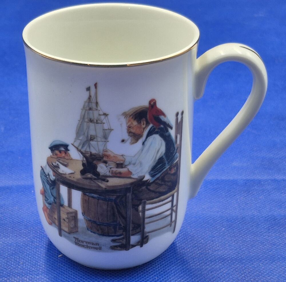 Vintage Norman Rockwell Museum Porcelain Mug Gold Trim For A Good Boy 10oz
